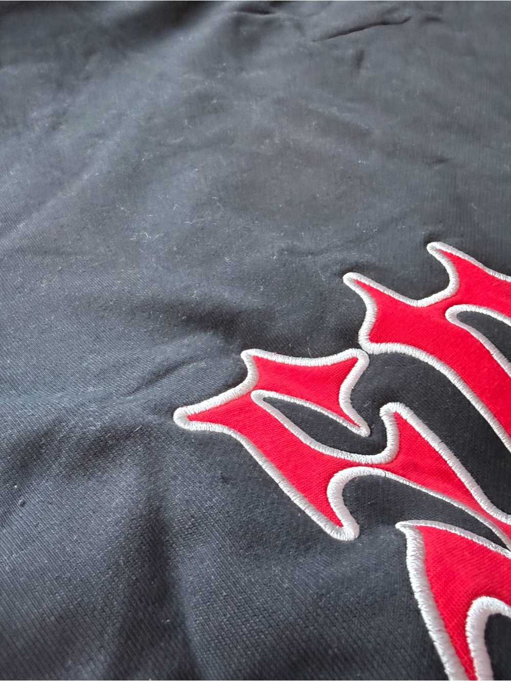 Black Zip-Up Hoodie with Red Script Side Graphic - Picture 5 of 6